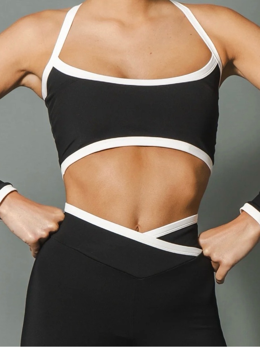 Contrast-Trim Black Tank Top